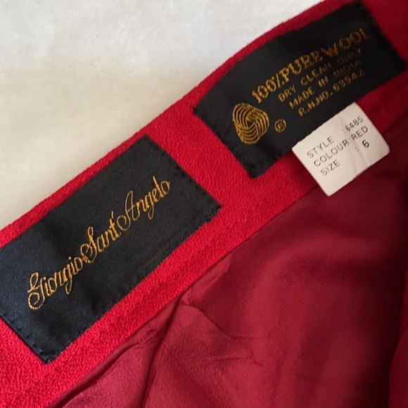 {VTG} Giorgio Sant' Angelo | 100% Pure Wool Pleated High Waisted Pants Red (6) - Picture 10 of 16